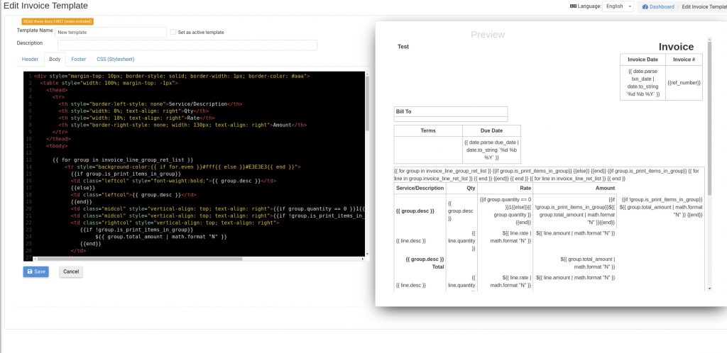 Invoice Template Editor