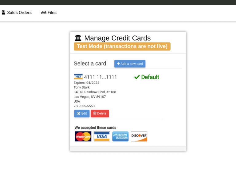 Manage Card