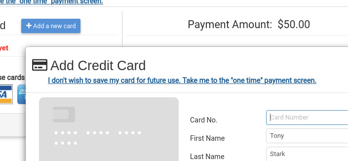 One-Time Card Payment