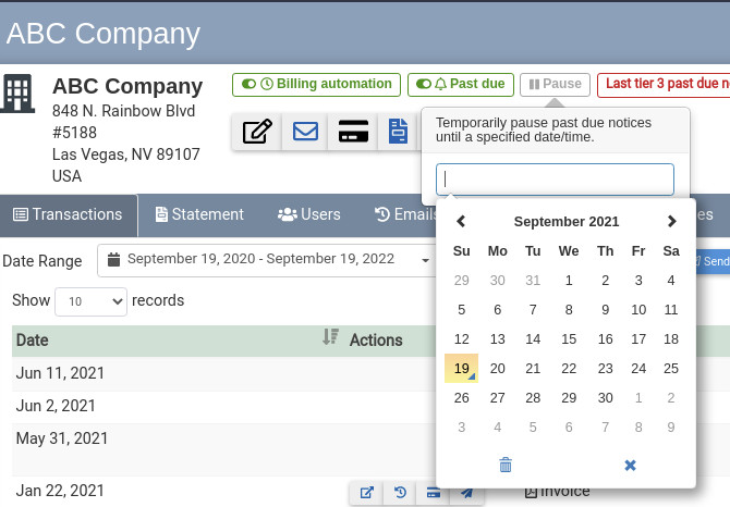 Pause Past Due Notifications