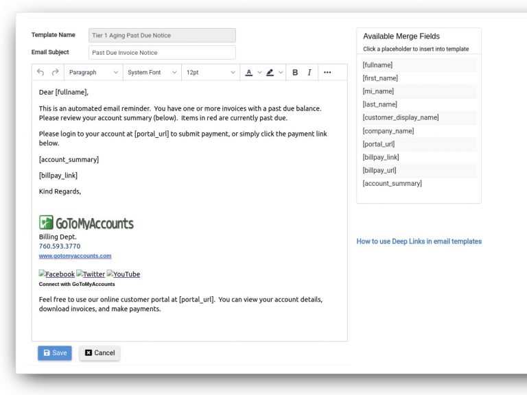 Past Due Notification Tiers